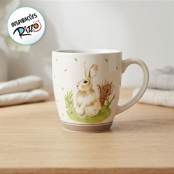 Caneca 370ml - Collection Natural Páscoa - Bege/Branco - 01 unidade - Cromus - Rizzo