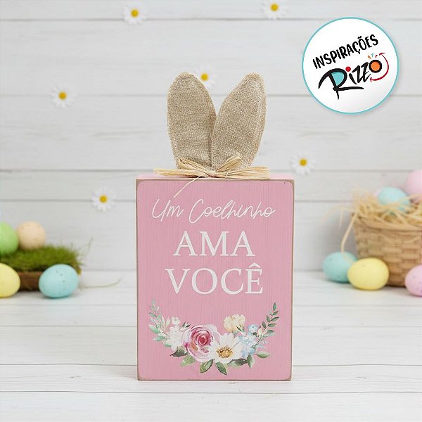 Placa Decorativa c/ Orelhas de Coelho - Rosa - 25cm - 01 unidade - Cromus Páscoa - Rizzo