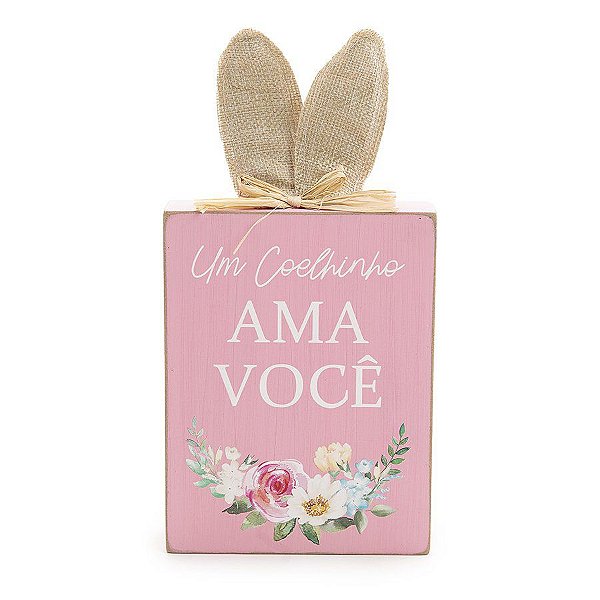 Placa Decorativa c/ Orelhas de Coelho - Rosa - 25cm - 01 unidade - Cromus Páscoa - Rizzo