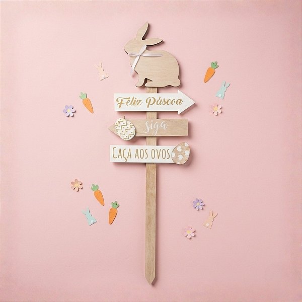 Placa Indicação com Coelho Cru/Branco - 1 unidade - Cromus - Rizzo