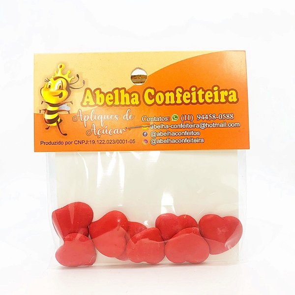 Mini Confeito - Coração Grande Vermelho - 8 Unidades - Abelha Confeiteira - Rizzo