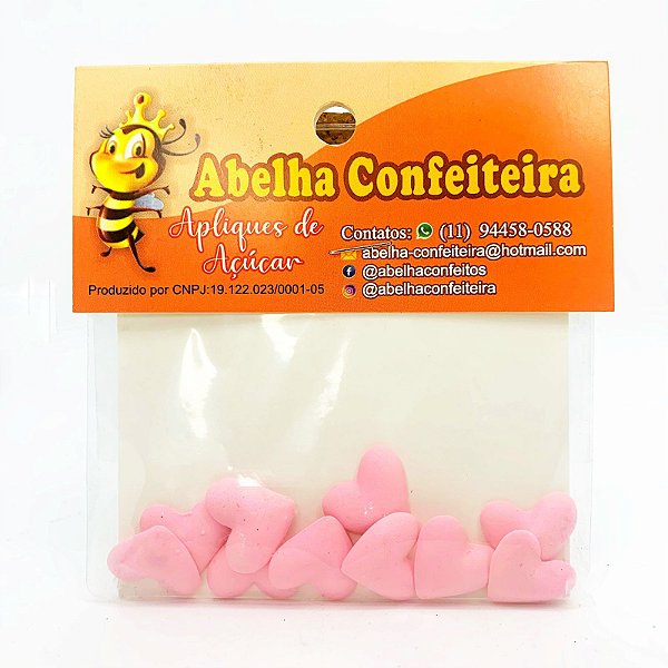 Mini Confeito - Coração Rosa Pequeno - 10 Unidades - Abelha Confeiteira - Rizzo