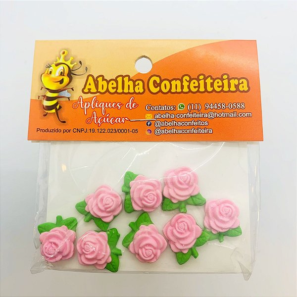 Mini Confeito - Rosas Rosa Pequena - 8 Unidades - Abelha Confeiteira - Rizzo