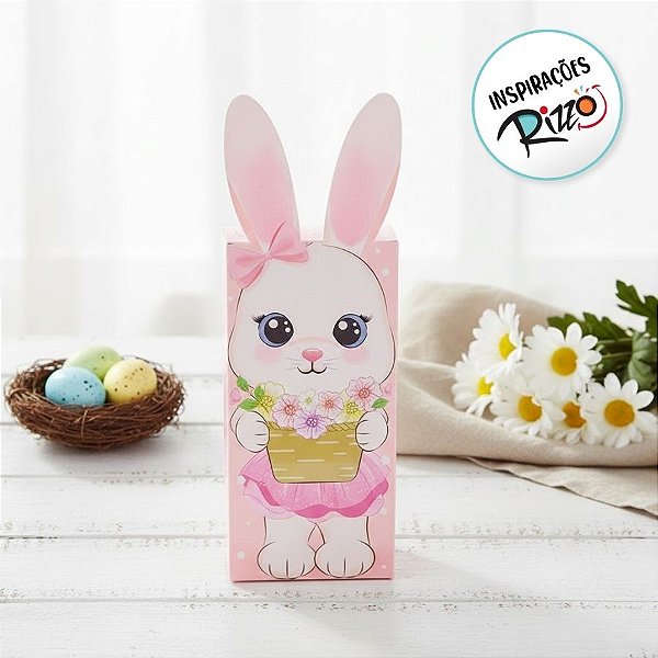 Caixa Orelha 8 Cavidades Coelhinha Floral - 5 unidades - Decora Festas Ltda - Rizzo Embalagens