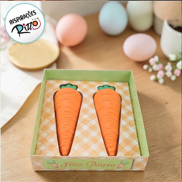 Caixa Degustação Cenoura 100g com 2 cavidades Cenouras Grandes - 5 unidades - Decora Festas Ltda - Rizzo Embalagens