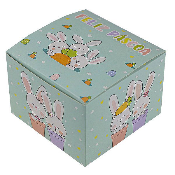 Caixa Quadrada para Doces Alegria de Páscoa - 10 unidades - Decora Festas Ltda - Rizzo Embalagens