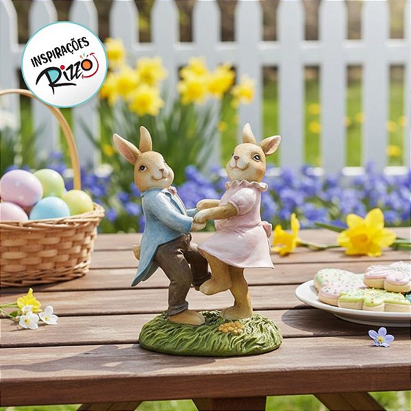 Casal Coelhos 14 cm - 1 unidade - Rizzo Embalagens