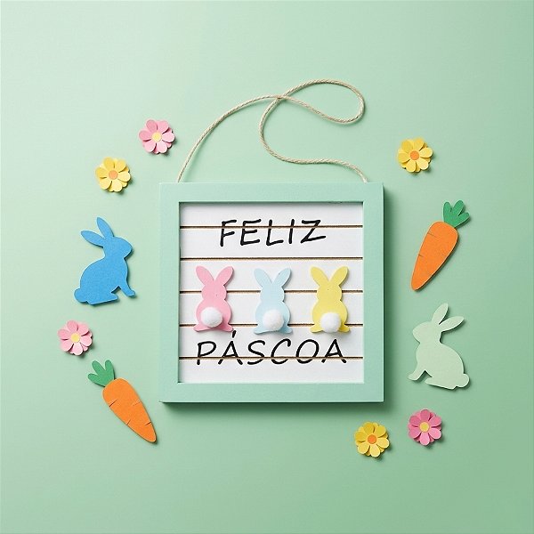 Quadro Coelho de Páscoa Colorido - 1 unidade - Rizzo