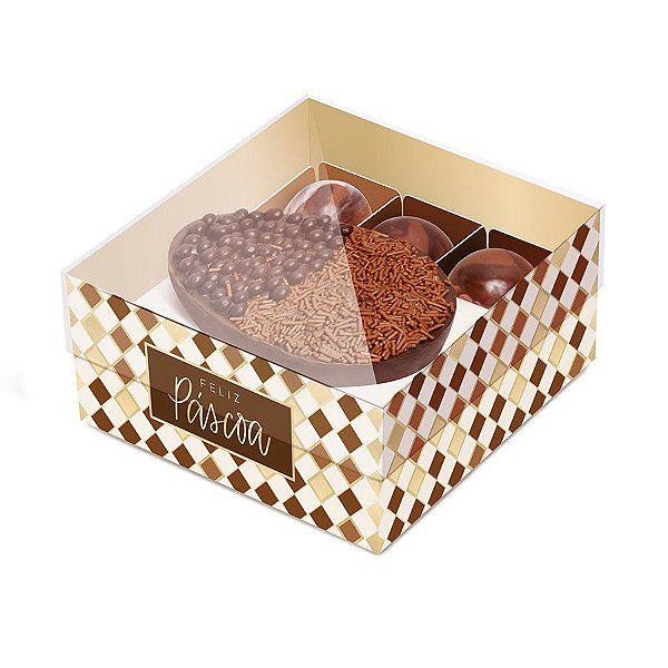 Caixa New Practice para Meio Ovo 100 g com 3 Docinhos - Tons de Chocolate - 6 Unidades - Cromus - Rizzo