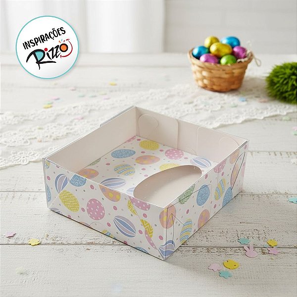 Caixa para Meio Ovo 50g - 10x10x4cm - Ovos Coloridos - 5 unidades - ASSK - Rizzo