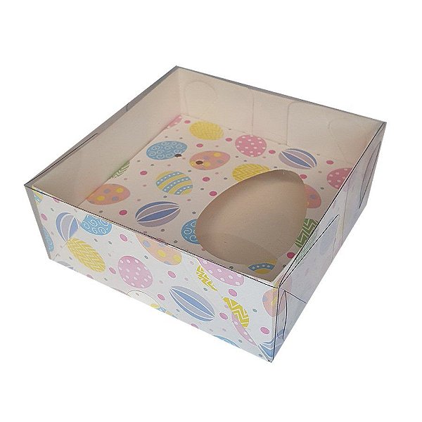 Caixa Ovo deColher - Meio Ovo de 50g - 10cm x 10cm x 4cm - Ovos Coloridos - 5 unidades - ASSK - Rizzo