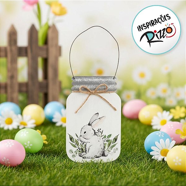 Enfeite para Pendurar Madeira Coelho Esquerda - 01 Unidade - Cromus - Rizzo Embalagens