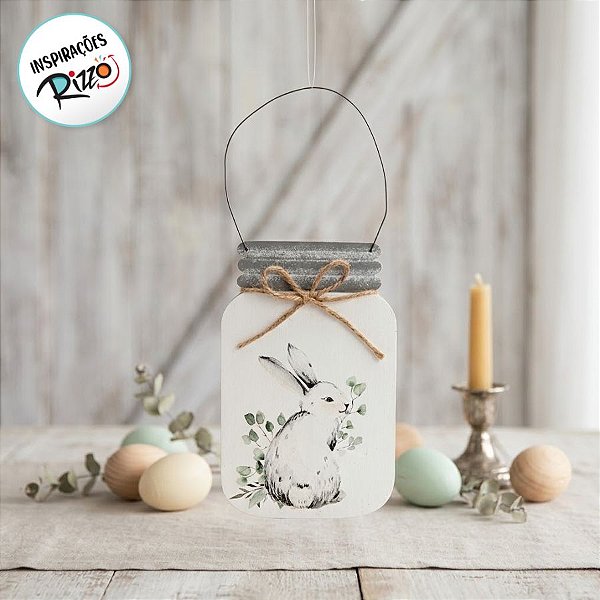 Enfeite para Pendurar Madeira Coelho Direita - 01 Unidade - Cromus - Rizzo Embalagens