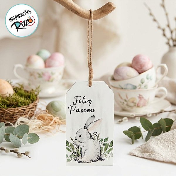 Enfeite para Pendurar Tag Coelho Esquerda - 01 Unidade - Cromus - Rizzo Embalagens