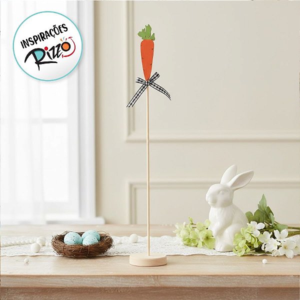 Pick Decorativo de Páscoa - Cenoura Laranja - 1 unidade - Cromus - Rizzo