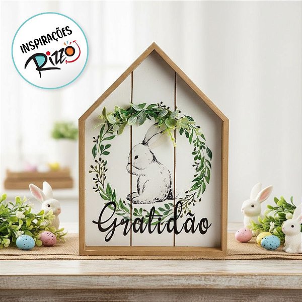 Quadro Gratidão Branco Marrom e Verde - 1 unidade - Cromus - Rizzo Embalagens