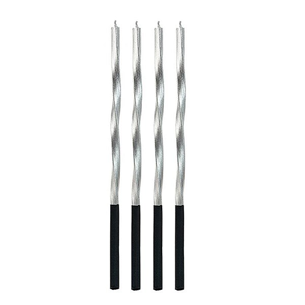 Vela Palito Torcida Prata 15 cm - 1 unidade Pct. c/ 4 unidades - Rizzo