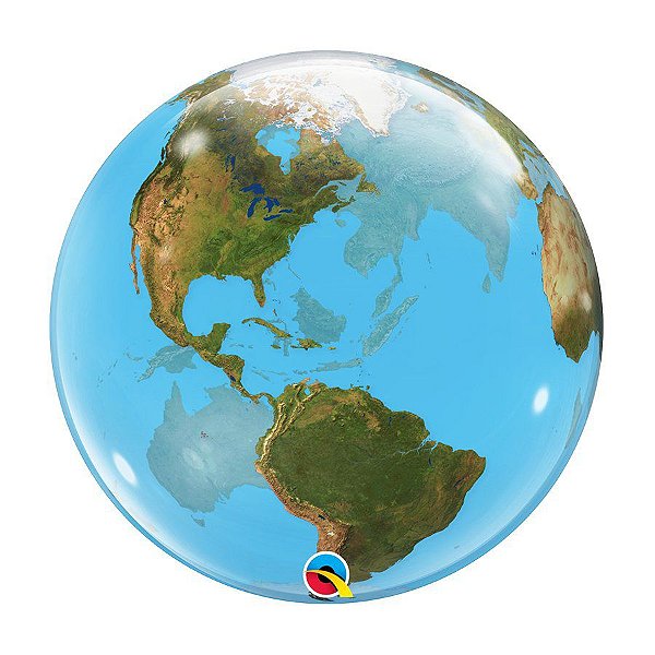 Balão Bubble Simples Planeta Terra - 1 unidade - Qualatex - Rizzo