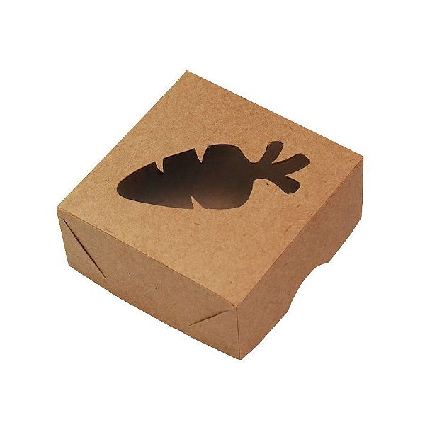 Caixa Quadrada 8x8cm Visor Cenoura Kraft - 10 unidades - Crystal - Rizzo