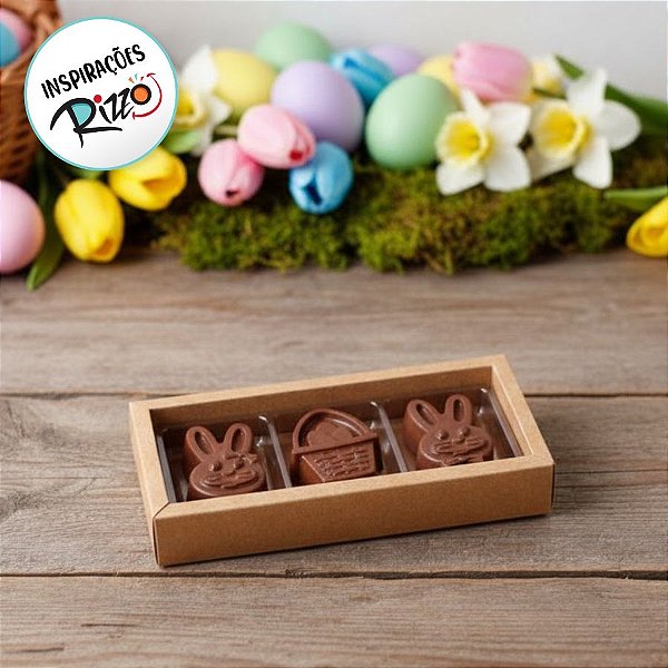 Caixa Trio para Doces de Páscoa Kraft - 5 unidades - Crystal - Rizzo
