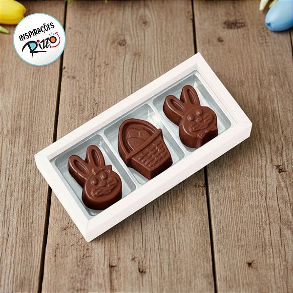 Caixa Trio para Doces de Páscoa Branca - 5 unidades - Crystal - Rizzo