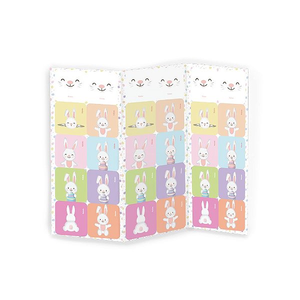 Adesivo Quadrado Feliz Páscoa Coelhinhos Candy 4x4cm - 30 Unidades - Festcolor - Rizzo