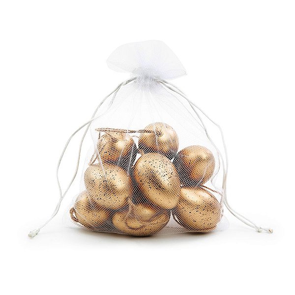 Saco de Ovos de Cordorna de Páscoa - Dourado e Marrom - 1 unidade Pct. c/ 9 unds. - Cromus - Rizzo Embalagens