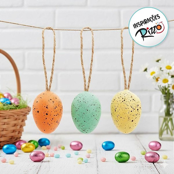 Saco de Ovinhos de Páscoa Decorativos Sortidos - Verde/Amarelo/Laranja - 9 un - Cromus - Rizzo