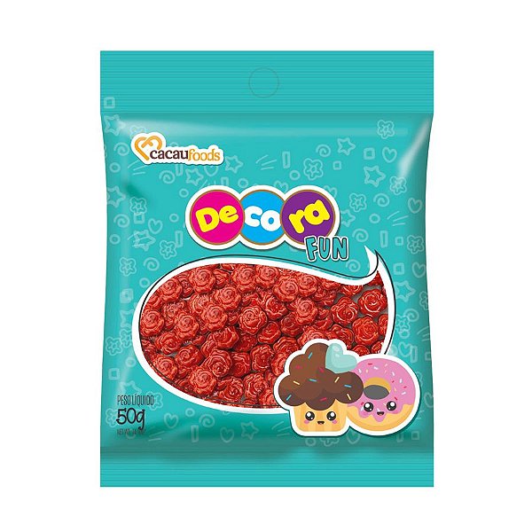 Confeitos Rosa Vermelha Decora Fun 50g - 01 Unidade - Cacau Foods - Rizzo