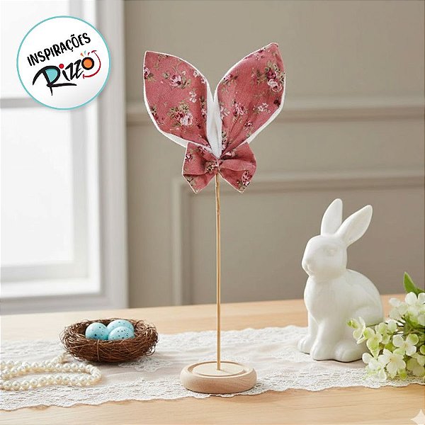 Pick Decorativo de Páscoa - Orelhas Florais - Rosa - 1 unidade - Cromus -