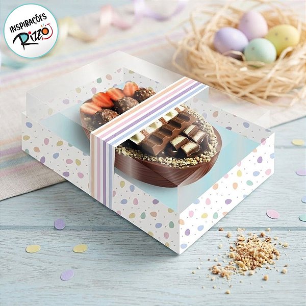 Caixa Dois Ovos de Colher M 250g Branco Tampa Transparente - 3 Unidades - Festcolor - Rizzo