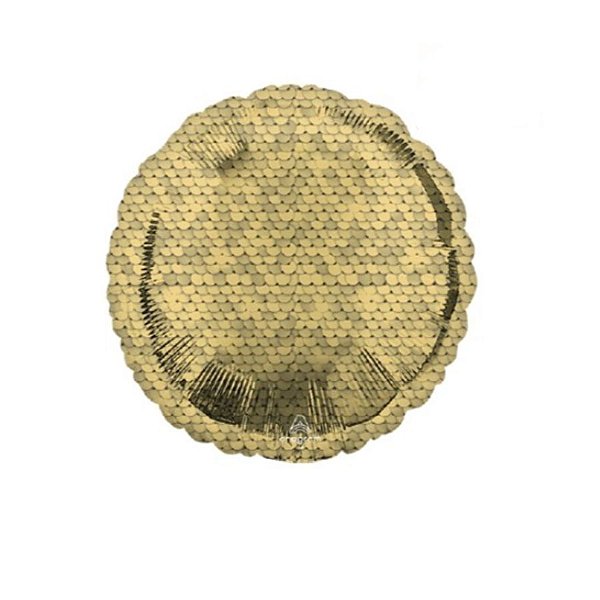Balão Metalizado Redondo Paetê Ouro - 17'' (43cm) - 1 unidade - Cromus - Rizzo