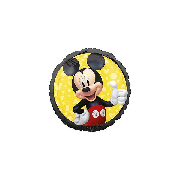 Balão Metalizado Redondo Mickey Mouse - 17'' (43cm) - 1 unidade - Cromus - Rizzo Embalagens.
