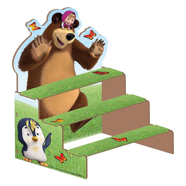 Escada MDF Para Doces Masha e o Urso - 1 Unidade - Festcolor - Rizzo Embalagens.