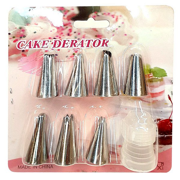 Kit Suporte para Saco de Confeiteiro e 7 Bicos de Confeitar - 01 Unidade - Rizzo Embalagens