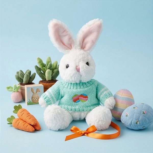 Coelho Pelúcia Branco com Suéter - 1 Unidade - Cromus