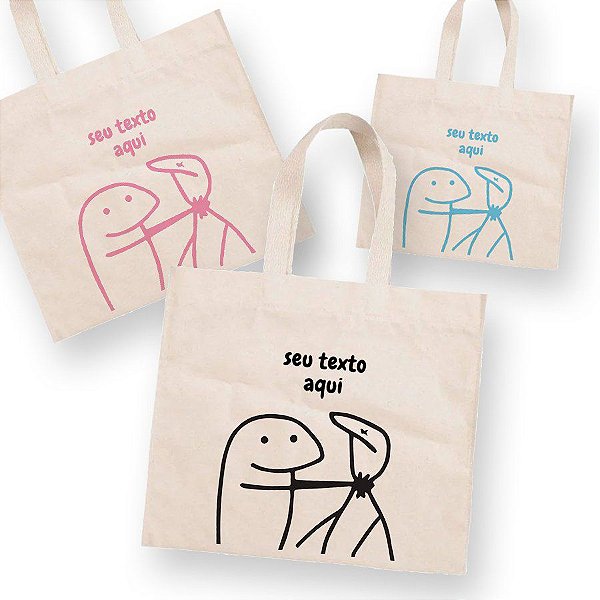 Sacola de Algodão Cru 30x40cm para Presente Personalizada Flork Meme - Sufocando - 01 unidade - Rizzo Embalagens