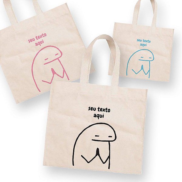 Sacola de Algodão Cru 22x33cm para Presente Personalizado Flork Meme - Meditando - 01 unidade - Rizzo Embalagens