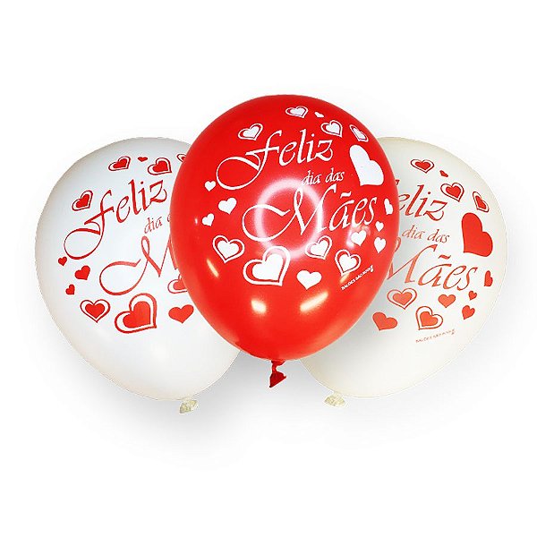 Balão de Festa  Decorado - Tema Dia das Mães - Sortidos - 9" 23cm - 25 unidades - Balões São Roque - Rizzo