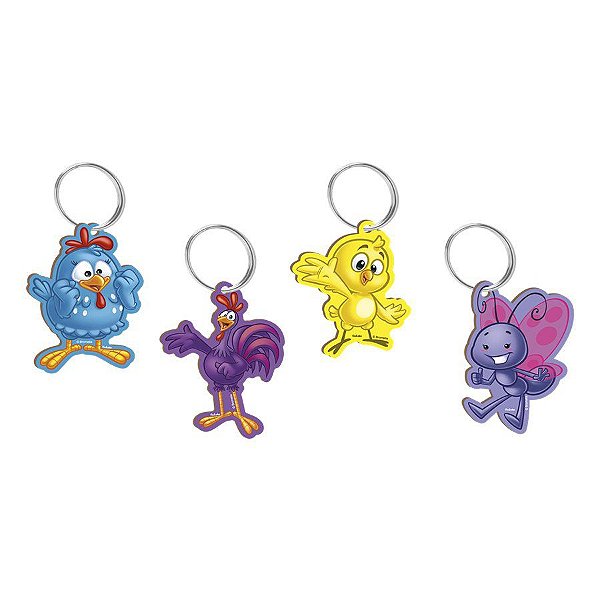 Chaveiro MDF Galinha Pintadinha - 1 Pacote 4 Peças - Festcolor - Rizzo Embalagens