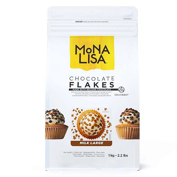 Chocolate Flakes -  Milk Large - Chocolate Belga Ao Leite em Flocos Grandes - 1 kg - Mona Lisa - Rizzo