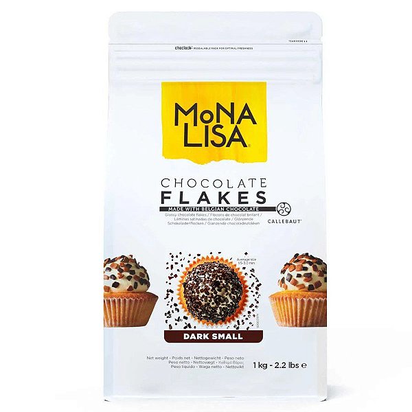 Chocolate Flakes -  Dark Small - Chocolate Belga Meio Amargo em Flocos - 1 kg - Mona Lisa - Rizzo