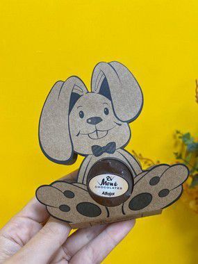 Porta Bombom Coelho Kraft 12 un - Decora Doces  Rizzo Confeitaria