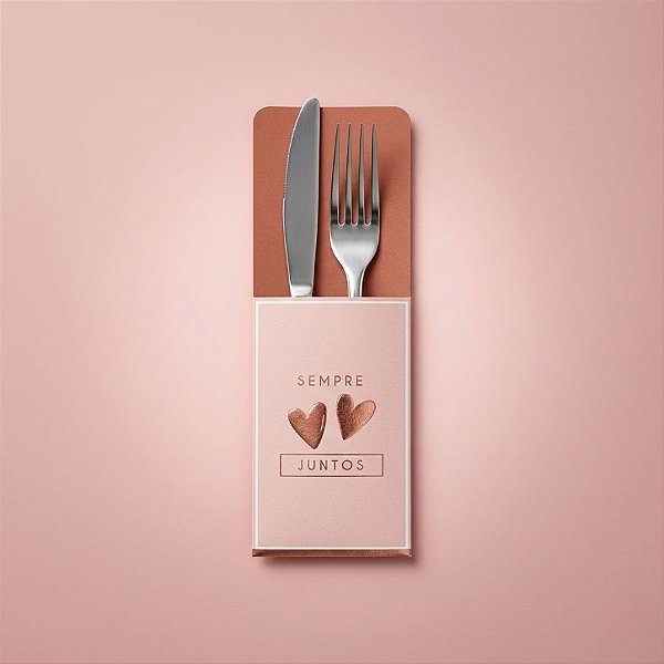 Porta Talher Decorativo Romântico Rose Gold - 8 unidades - Cromus - Rizzo