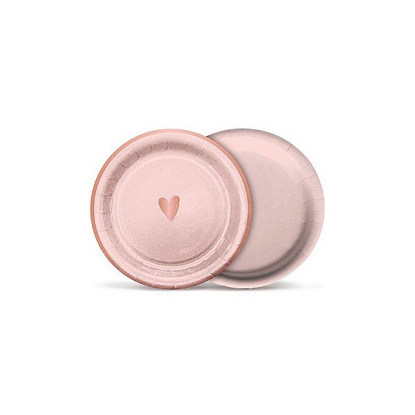 Prato Redondo Romântico Rose Gold - 18 cm - 8 unidades - Cromus - Rizzo Embalagens