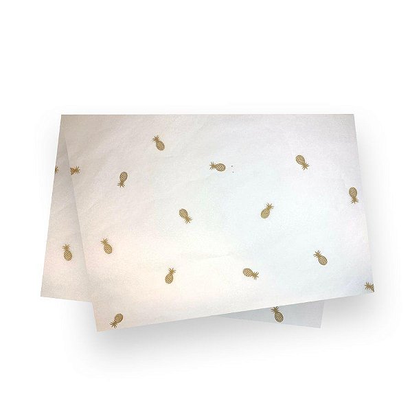Papel Seda Abacaxi Branco/Ouro - 49x69cm - 10 Unidades - Cromus - Rizzo Embalagens
