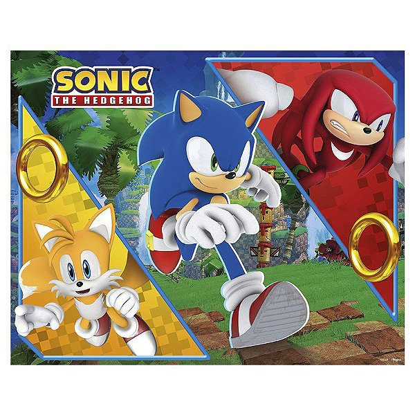 Painel Decorativo Sonic em EVA - 51cm x 34cm - Extra Festas