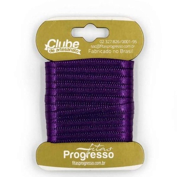 Fita em Cetim - Cor 675 Violeta - 10 m x 4 mm - 1 unidade - Fitas Progresso - Rizzo Embalagens