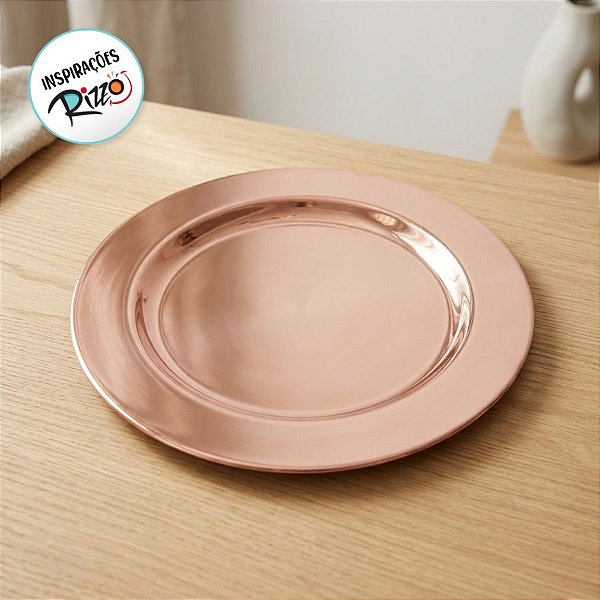Prato de Mesa Descartável de Luxo Rose Golg - 6Un - Cromus - Rizzo Embalagens