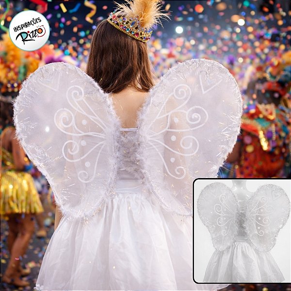 Kit Fantasia Carnaval - Borboleta - Branco - Mod:81 - 01 unidade - Rizzo
